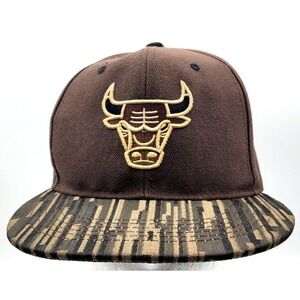 CHICAGO BULLS HAT CAP SNAPBACK SYKE NBA BROWN‎ ONE SIZE
